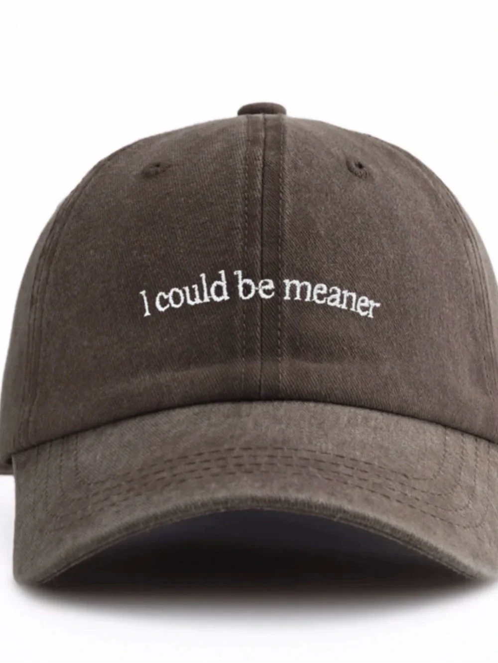 Embroidered 'I could be meaner' Brown Baseball Cap